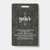 クラシックグレイ大理石コンベンション従業員IDラベル バッジ (裏面)