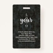 クラシックグレイ大理石コンベンション従業員IDラベル バッジ (裏面)