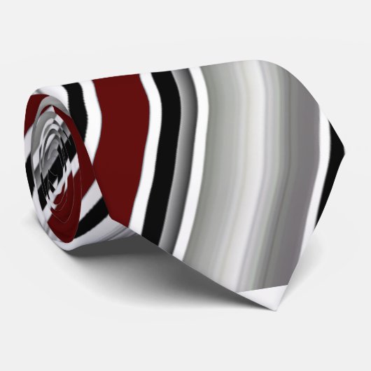 クラシックグレイ白黒赤ストライプ色 ネクタイ (ロール)