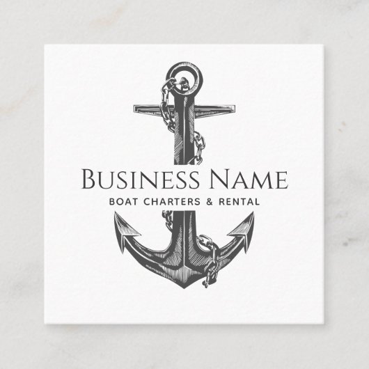 クラシックグレーいかり&チェイン航海のソーシャルメディア スクエア名刺 (正面)