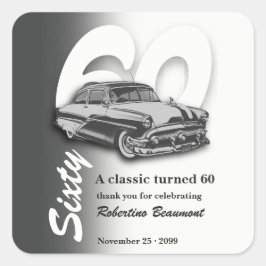 クラシックグレーの車が60歳の誕生日を迎える スクエアシール