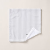 クラシックグレーアカンサス葉モノグラムエレガントストライプ バスタオルセット (ウォッシュタオル)