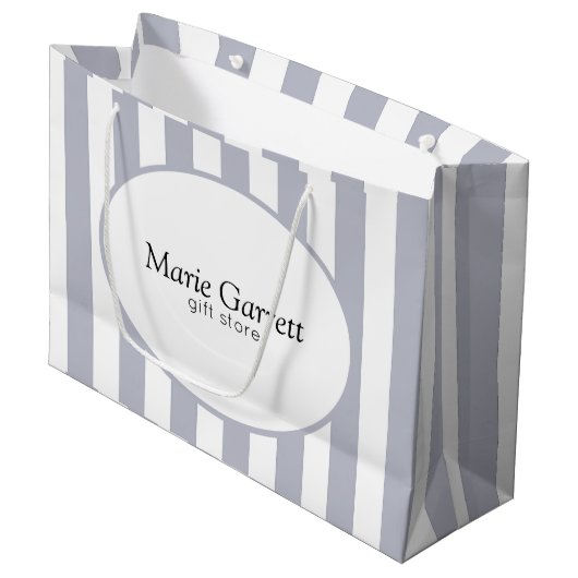 クラシックグレーストライプカスタム ラージペーパーバッグ (正面アングル)