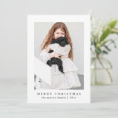 クラシックグレーチェックパターンメリークリスマスフォト シーズンカード (スタンド正面)