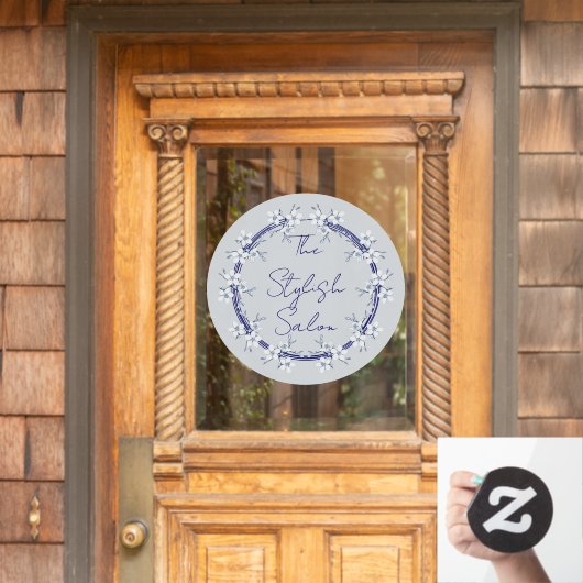 クラシックグレーブルーフラワーズクリングズビジネスホーム ウィンドウサイン (ホームデコレーション)