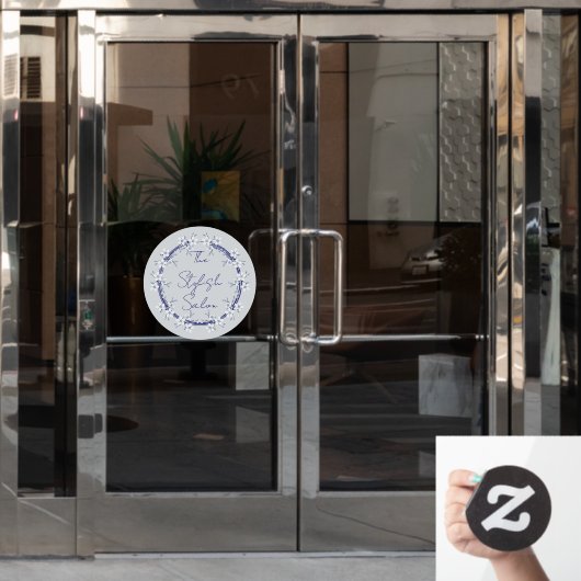 クラシックグレーブルーフラワーズクリングズビジネスホーム ウィンドウサイン (オフィスドア)