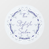 クラシックグレーブルーフラワーズクリングズビジネスホーム ウィンドウサイン (シート)