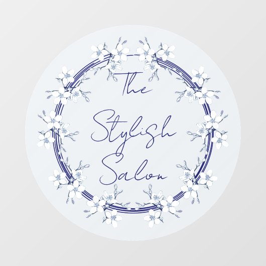 クラシックグレーブルーフラワーズクリングズビジネスホーム ウィンドウサイン (シート)