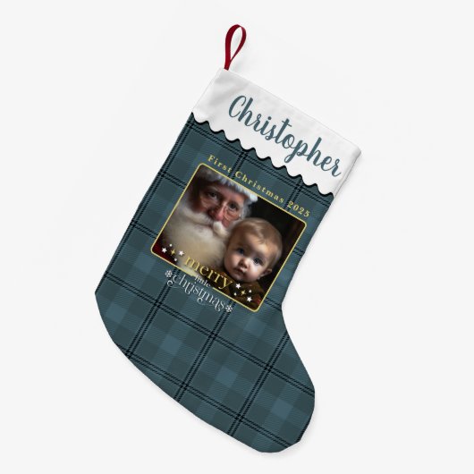 クラシックグレープライドベビーの初めてのクリスマス スモールクリスマスストッキング (正面 (吊り時))