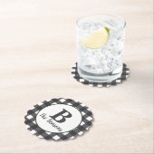 クラシックグレーホワイトモノグラムバッファロープレイド ペーパーコースター (インサイチュ)