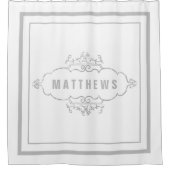 クラシックグレー縁どス・モノグラム シャワーカーテン (正面)