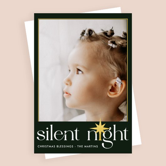 クラシックグ静かリーンナイトクリスマススター写真 箔シーズンカード