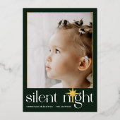 クラシックグ静かリーンナイトクリスマススター写真 箔シーズンカード (正面)