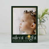 クラシックグ静かリーンナイトクリスマススター写真 箔シーズンカード (立ち正面)