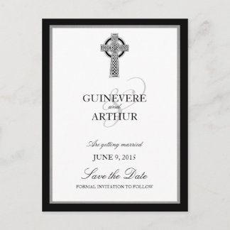 クラシックケルトのクロス結婚式の日付を保存 案内ポストカード