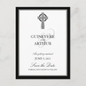 クラシックケルトのクロス結婚式の日付を保存 案内ポストカード (正面)