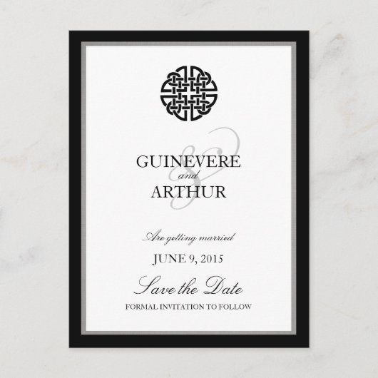 クラシックケルト愛ノットウェディング日付を保存 案内ポストカード (正面)