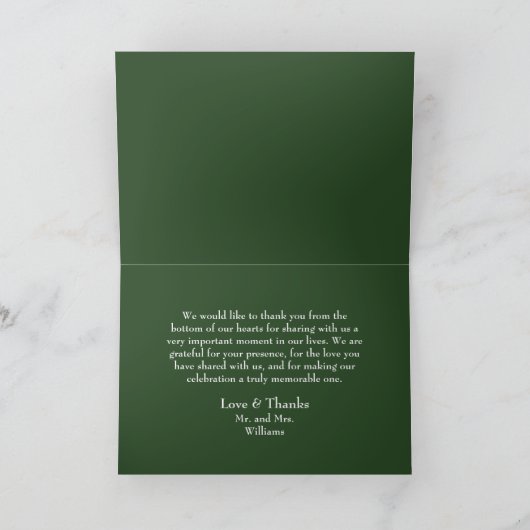 クラシックケルト結び目模様グリーン&ホワイトハンドファスト サンキューカード (内部)