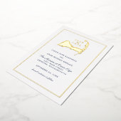 クラシックケープコッド地図ウェディング日付を保存 箔招待状 (回転した状態)