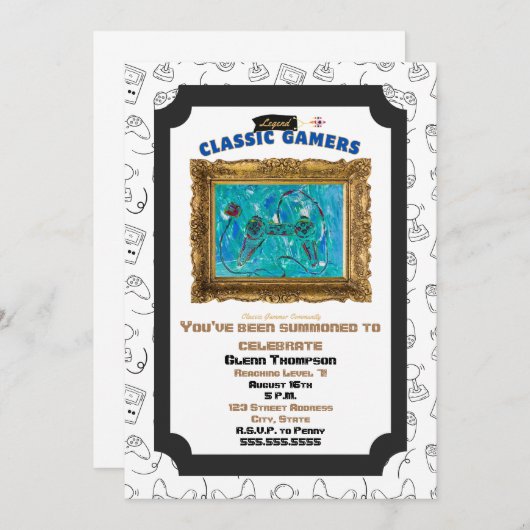クラシックゲーマー誕生日クール遊招待状 招待状 (正面/裏面)
