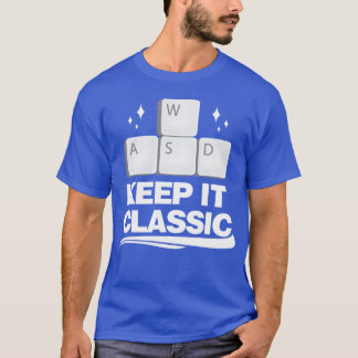 クラシックゲームを楽しもう WASD操作の女の子 楽しい Tシャツ