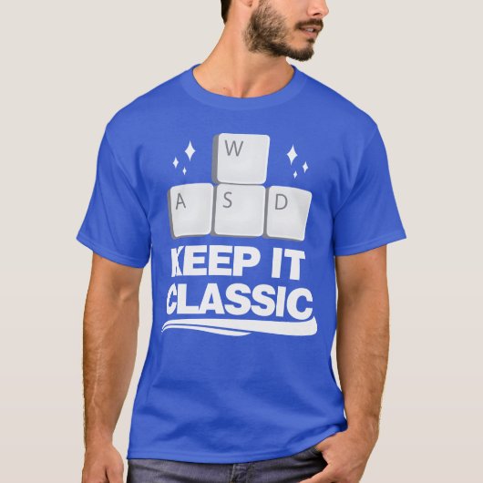 クラシックゲームを楽しもう WASD操作の女の子 楽しい Tシャツ (正面)