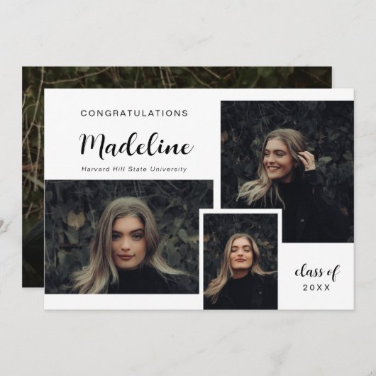 クラシックコラージュモダン卒業 案内状 (正面/裏面)