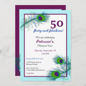 クラシックコンテンポラリーとクジャクの羽 招待状 (正面/裏面)