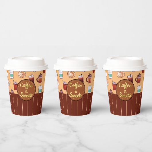 クラシックコーヒーショップとペストリー 紙コップ (複数)