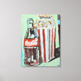 クラシックコーラとポップコーンの映画スナックの静物画 キャンバスプリント