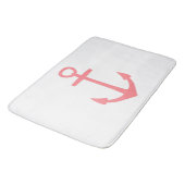 クラシックコーラルピンク航海のいかりオンホワイト バスマット (アングル)