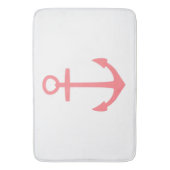 クラシックコーラルピンク航海のいかりオンホワイト バスマット (正面縦)