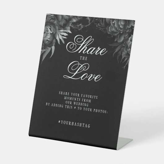 クラシックゴシックブラック結婚のハッシュタグ 台座サイン (正面)