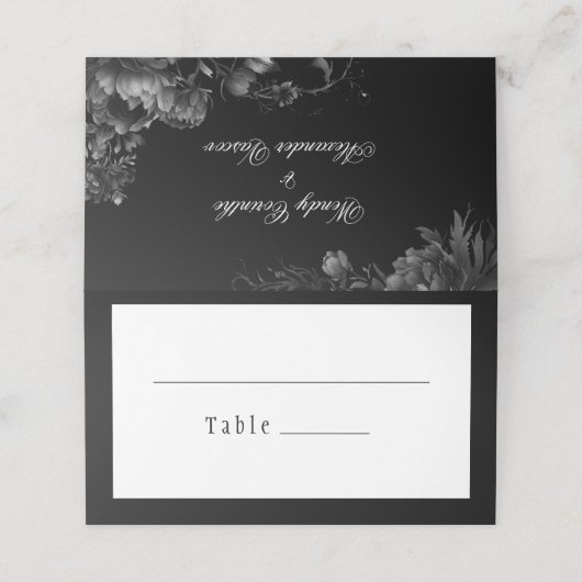 クラシックゴシックブラック結婚ズ折り畳み座席表 プレイスカード (外部開封)