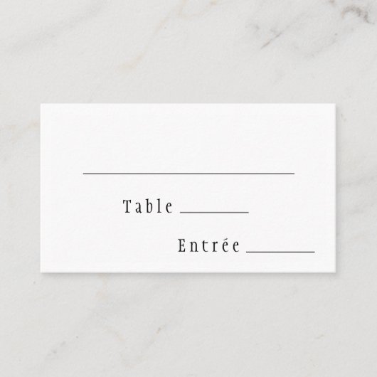 クラシックゴシック白のメ結婚ニュー選択フラット プレイスカード (正面)