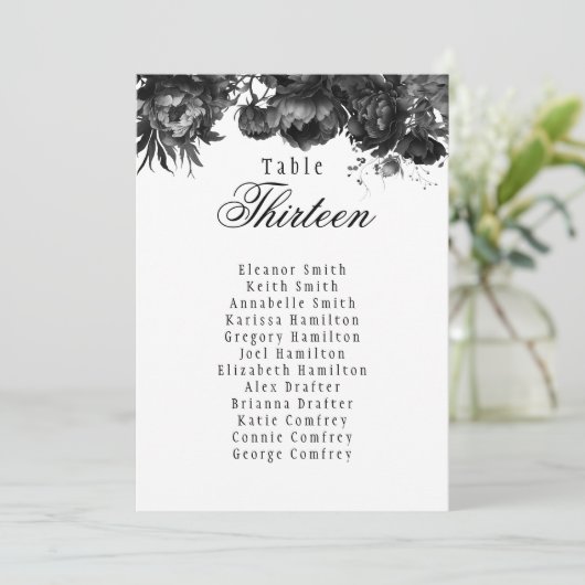 クラシックゴシック白ぶら下がったの座席表カード 招待状 (スタンド正面)