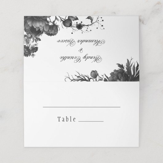 クラシックゴシック白結婚折座席表 プレイスカード (外部開封)