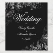 クラシックゴシック結婚ブラック ワインラベル (シングルラベル)