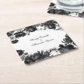 クラシックゴシック結婚白 スクエアペーパーコースター (アングル)