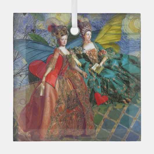 クラシックゴシックGeminiお洒落 Butterfly Woman ガラスオーナメント (正面)