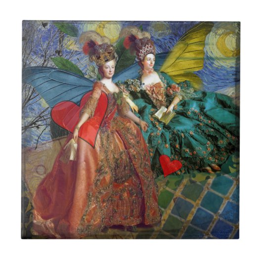 クラシックゴシックGeminiお洒落 Butterfly Woman タイル (正面)