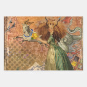 クラシックゴシックGeminiお洒落 Butterfly Woman ラッピングペーパーシート (正面3)