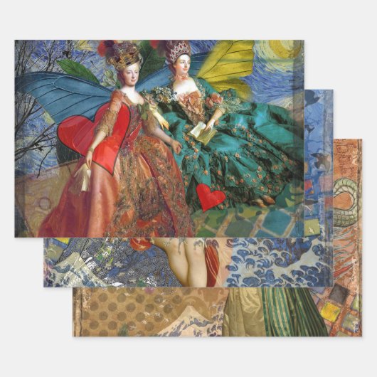 クラシックゴシックGeminiお洒落 Butterfly Woman ラッピングペーパーシート (セット)