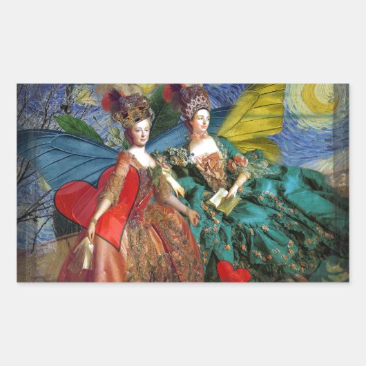 クラシックゴシックGeminiお洒落 Butterfly Woman 長方形シール (正面)