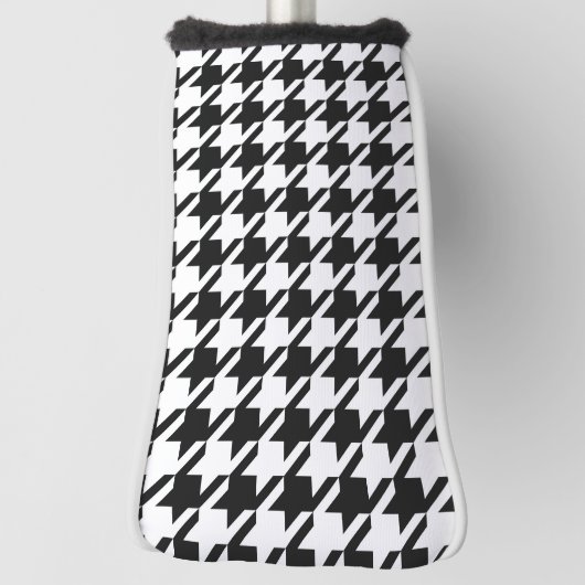 クラシックゴルファー黒ペピタ千鳥格子の模様 ゴルフヘッドカバー (回転90)