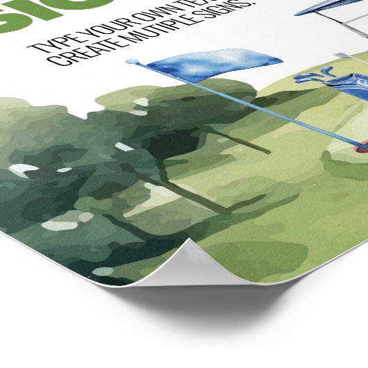 クラシックゴルフボーイ誕生日パーティーテーブルサイン ポスター (角)