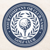 クラシックゴルフ名セパーソナライズされたットダークブルー ラウンドペーパーコースター (正面)