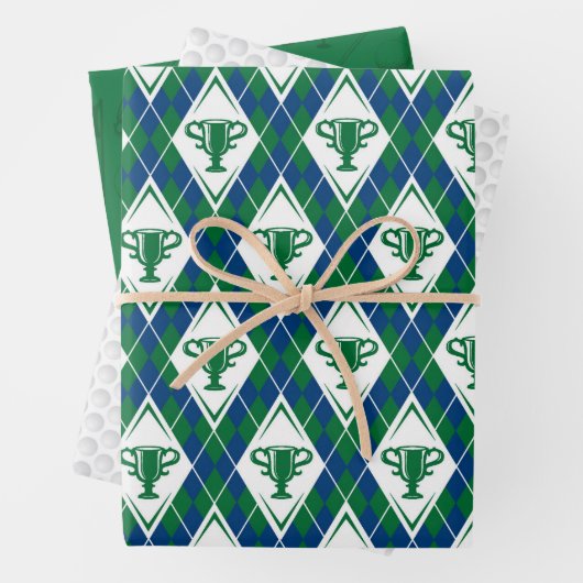 クラシックゴルフ用トロフィープレイドゴルフボールクラブフラグ ラッピングペーパーシート (インサイチュ)