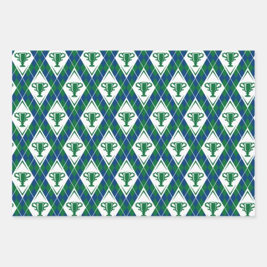 クラシックゴルフ用トロフィープレイドゴルフボールクラブフラグ ラッピングペーパーシート (正面)