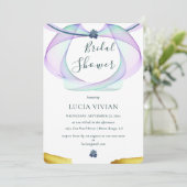 クラシックゴールデンとパープルフローラブライダルシャワー 招待状 (スタンド正面)